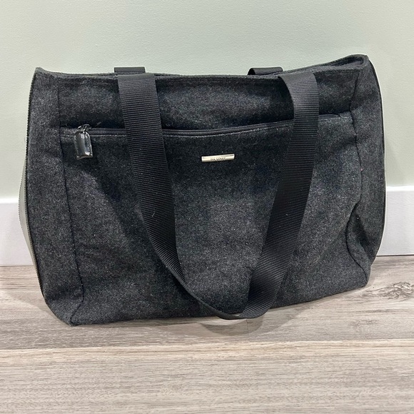 Vintage 111 State Gray Wool Felt Messenger Shoulder Bag Large Purse Work Tote - Picture 1 of 10